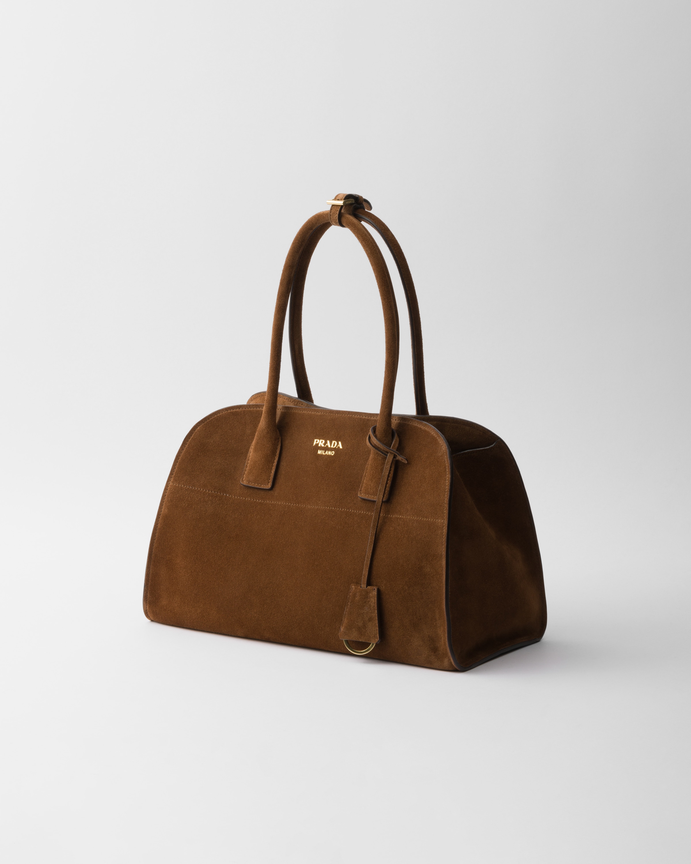 Prada Medium Shopping Bag In Cacao Colour Suede Women
