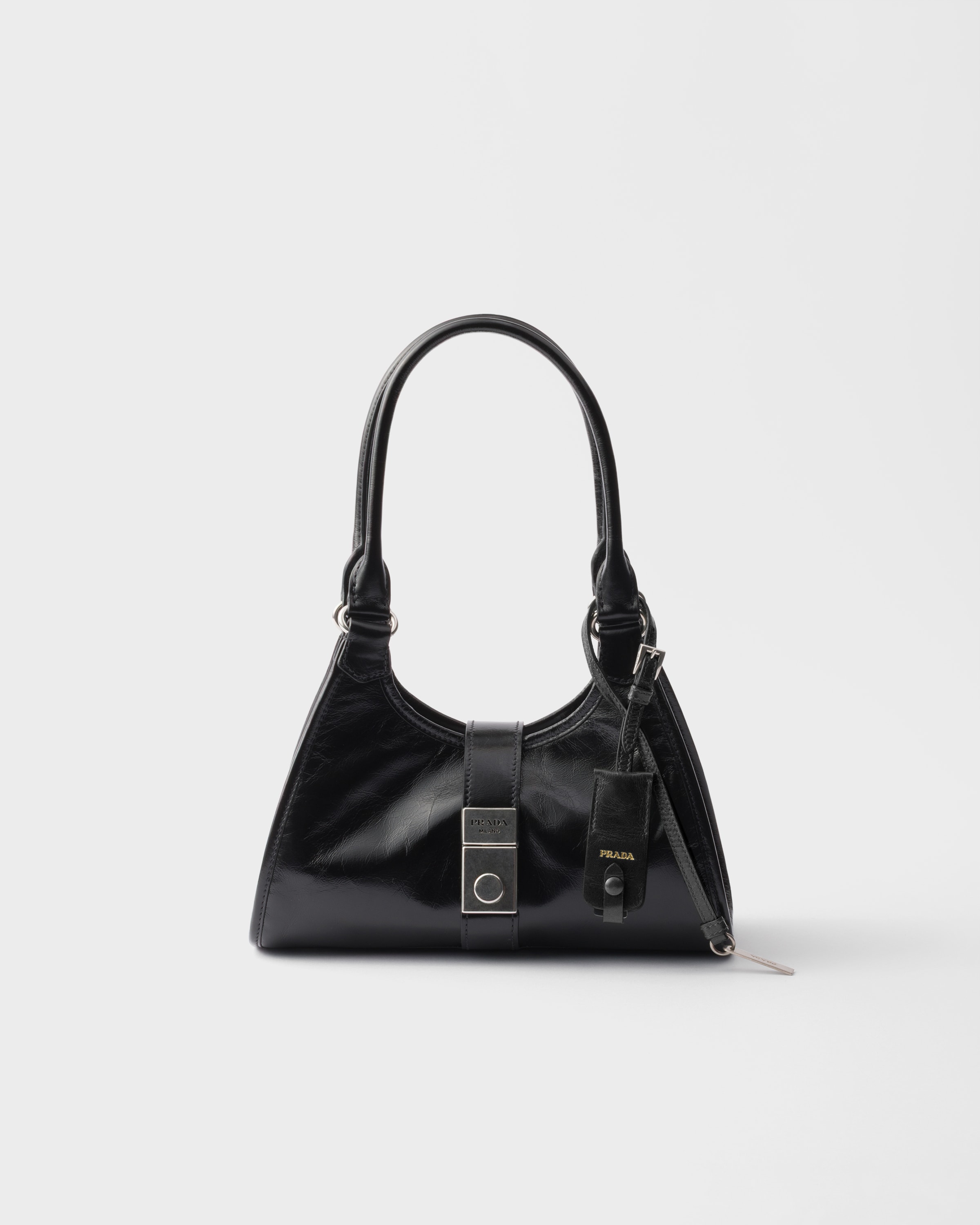 【希少】PRADA バックル スモール レザー トートバッグ ブラック ブラック プラダ バックル スモール ベルト付レザー