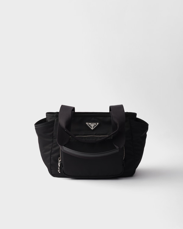 ベージュ/ブラック スモール クロシェxレザー トートバッグ | PRADA