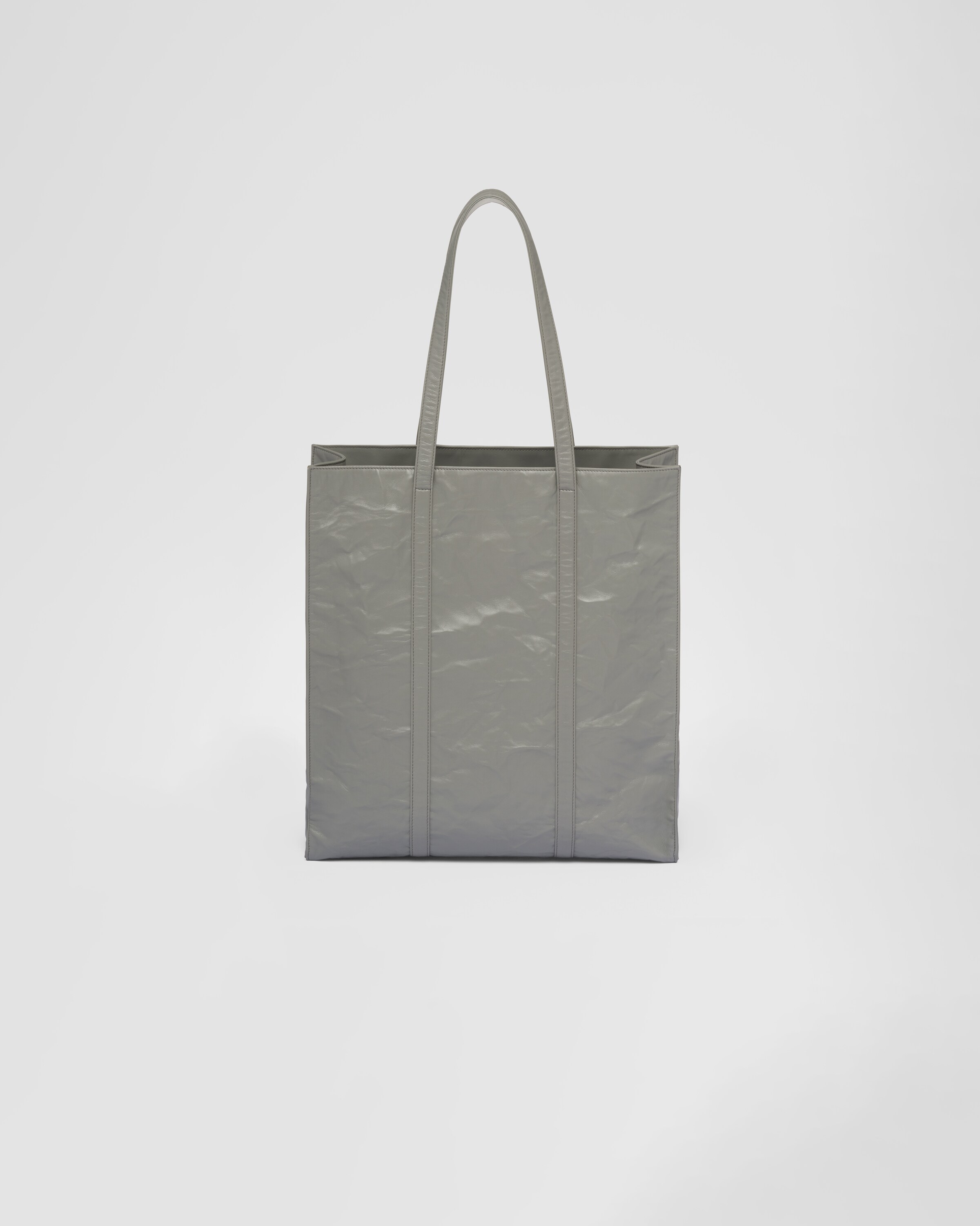 Slate Gray Medium Antique Nappa Leather Tote Bag PRADA