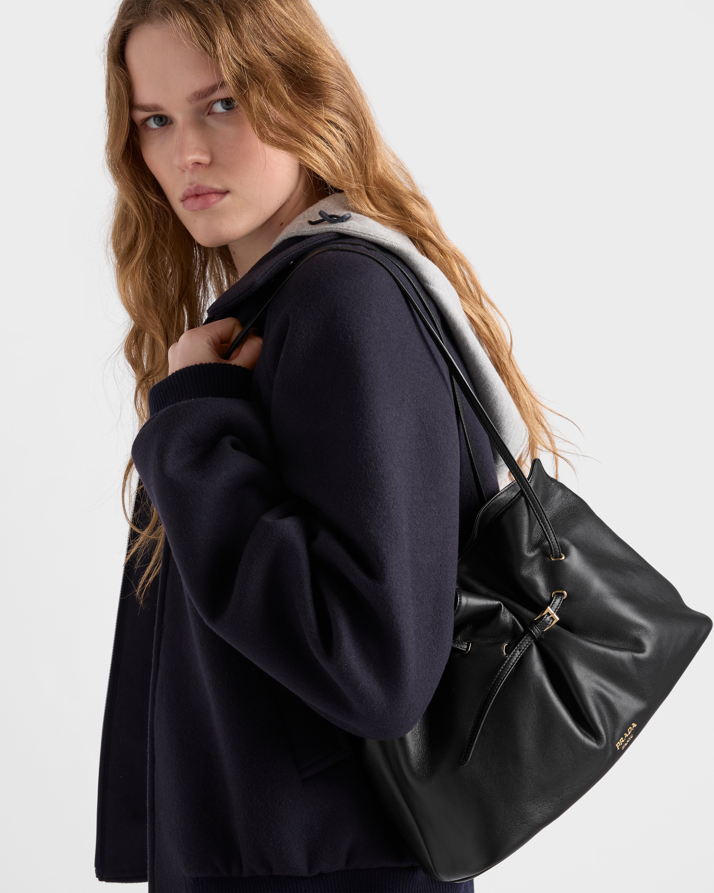 Black Prada Dada Large Nappa Leather Tote Bag | PRADA - United States