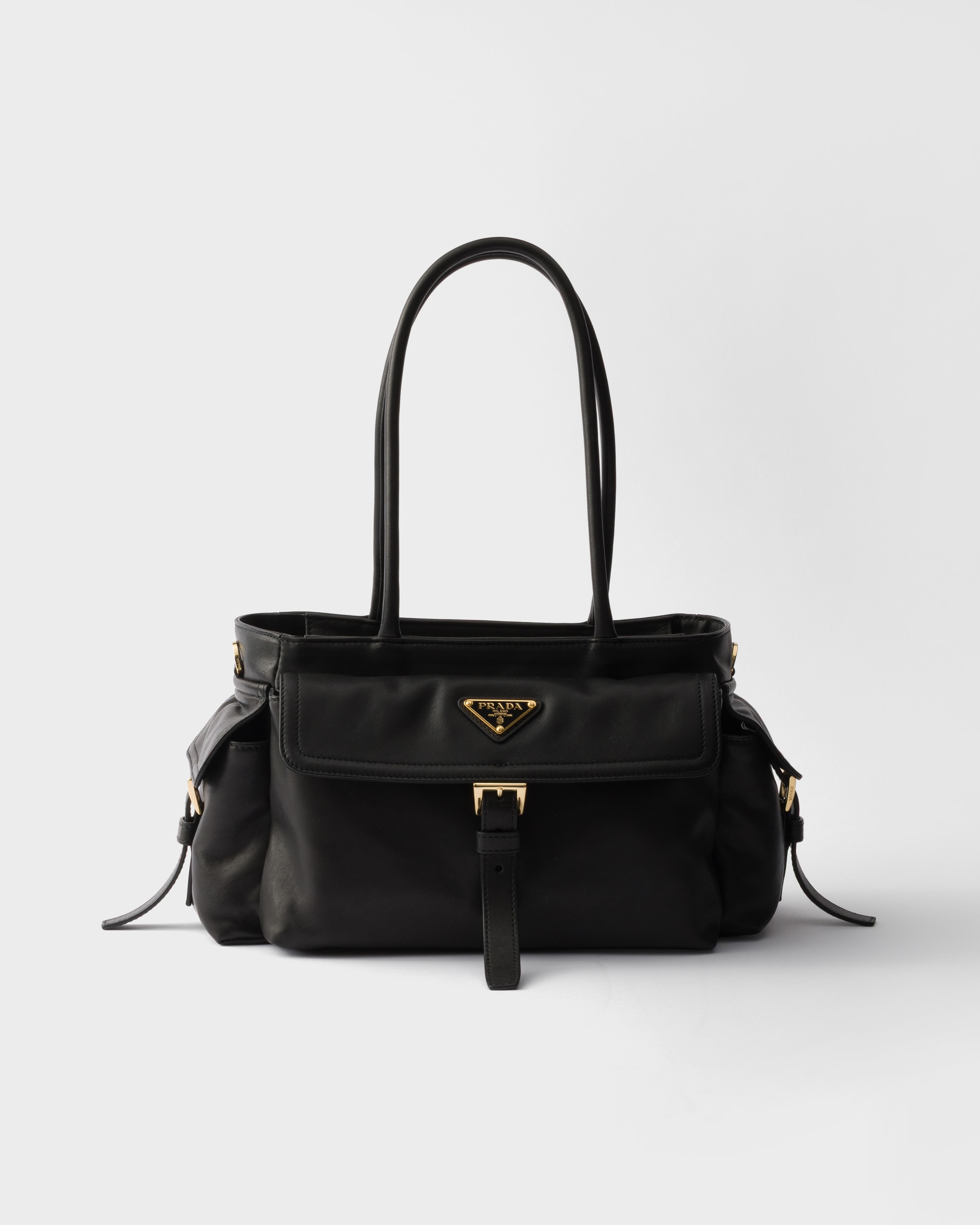 プラダ レディース】レザー＆ナイロン トートバッグ｜PRADA