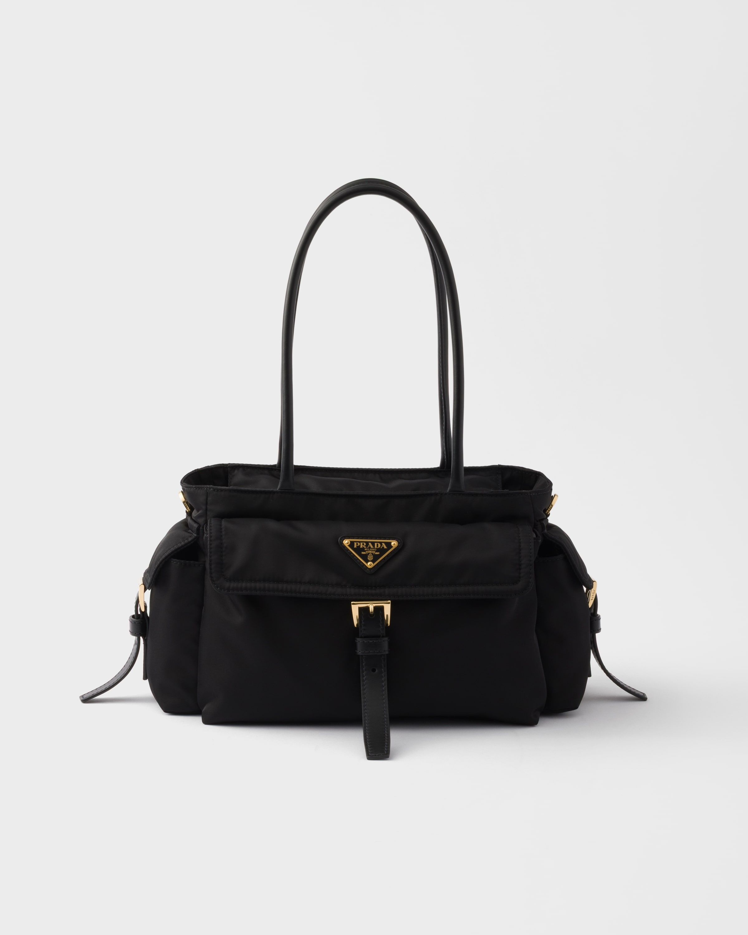 Prada Explore Medium Re-nylon And Leather Tote Bag, Woman, Black