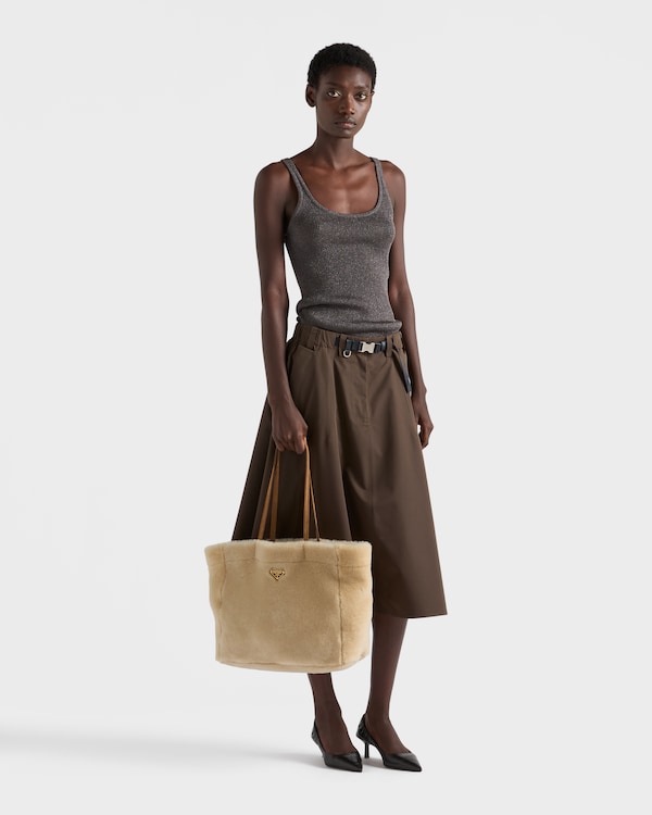 Large shearling tote bag - Ecru Large shearling tote bag - Ecru