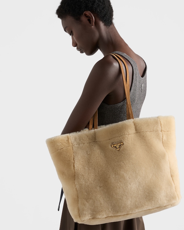 Large shearling tote bag - Ecru Large shearling tote bag - Ecru