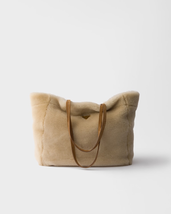 Large shearling tote bag - Ecru Large shearling tote bag - Ecru
