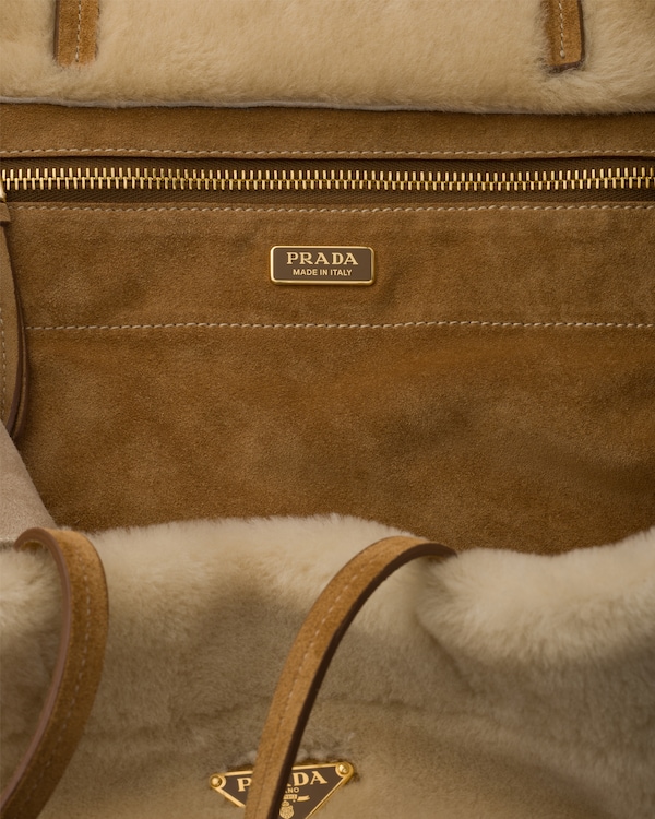 Large shearling tote bag - Ecru Large shearling tote bag - Ecru