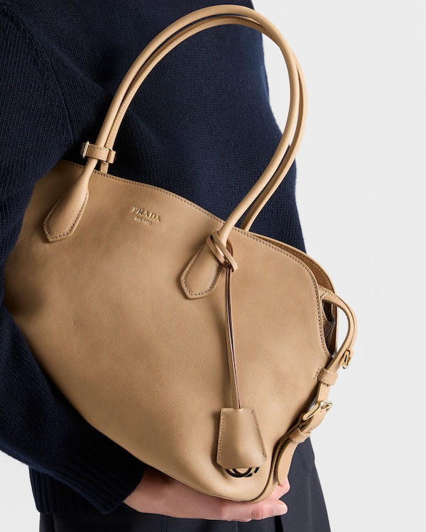 Large leather tote bag - Sand Beige Large leather tote bag - Sand Beige