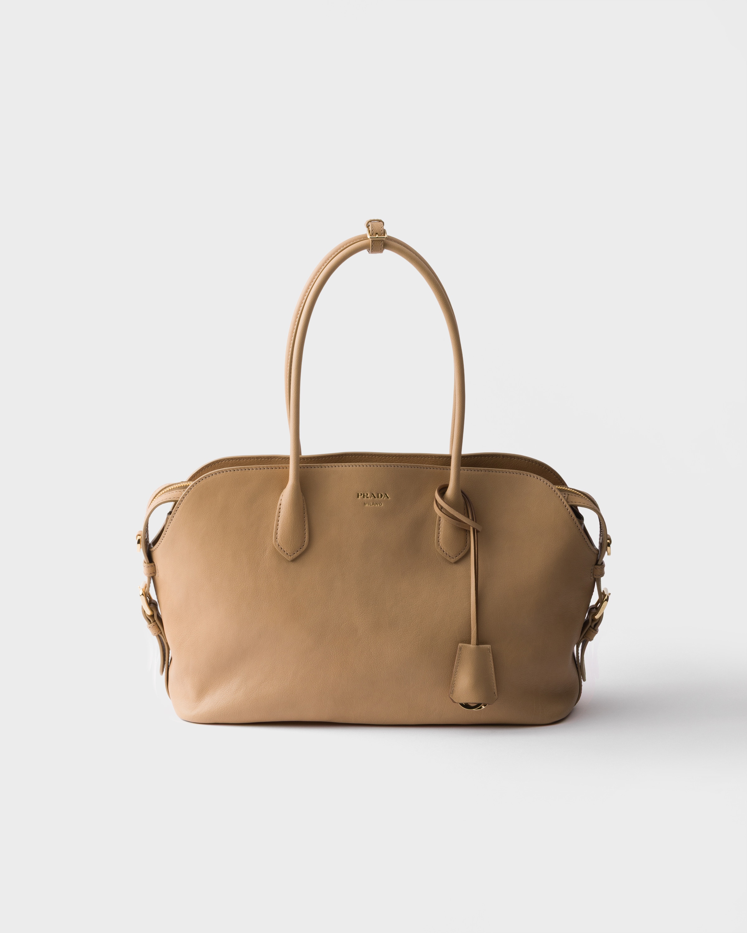 Sand Beige Large leather tote bag | PRADA - United States