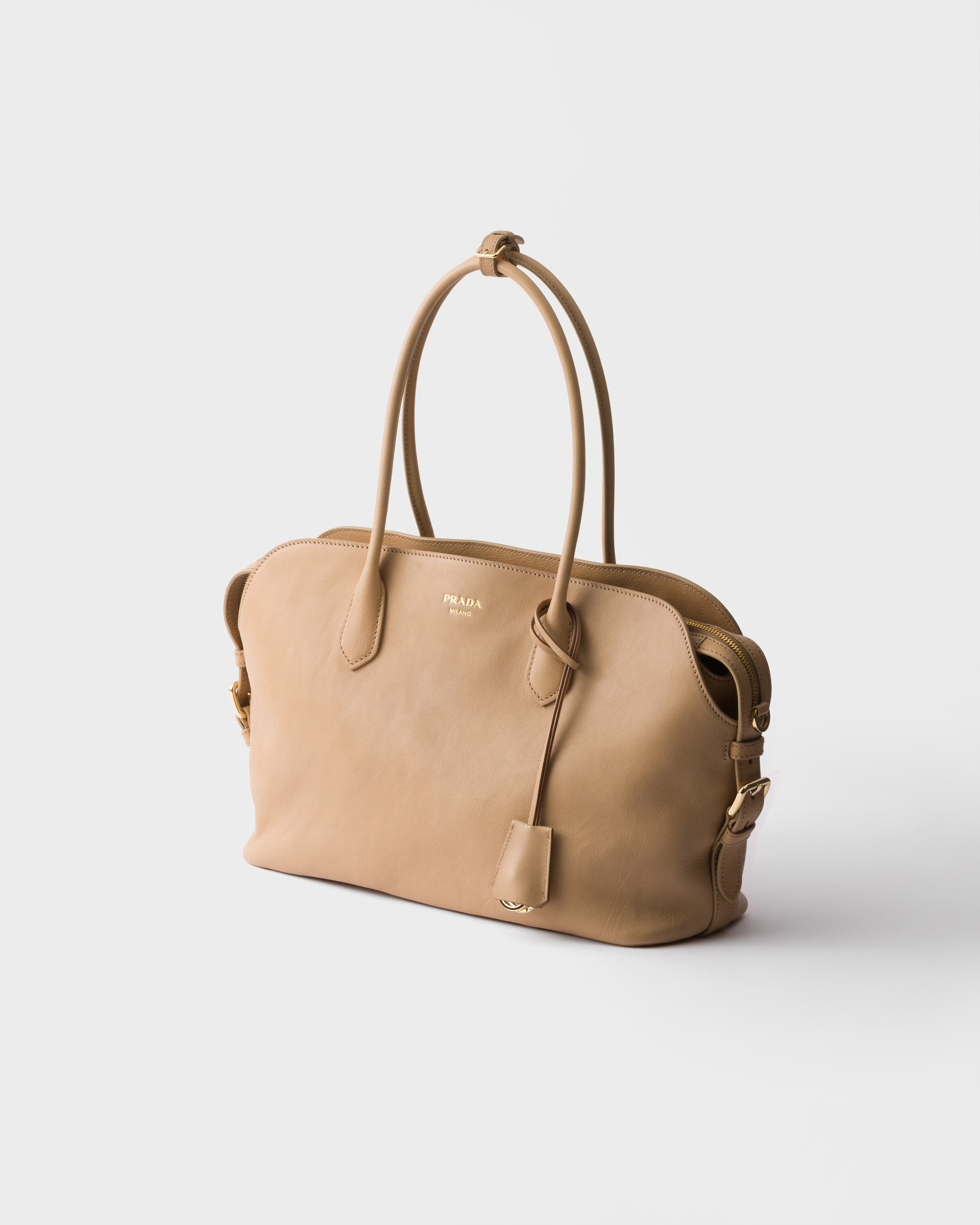 Sand Beige Large leather tote bag | PRADA - United States