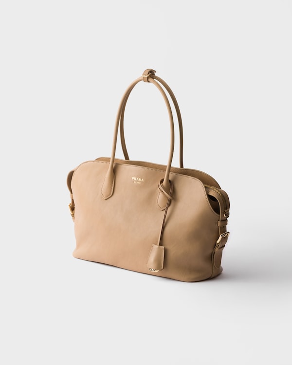 Large leather tote bag - Sand Beige Large leather tote bag - Sand Beige