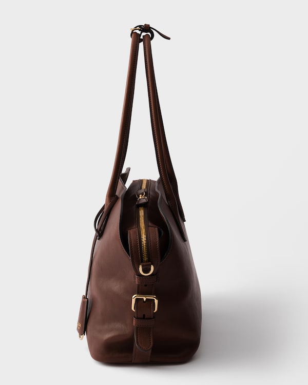 Grand cabas Prada Signet en cuir - Cacao Grand cabas Prada Signet en cuir - Cacao
