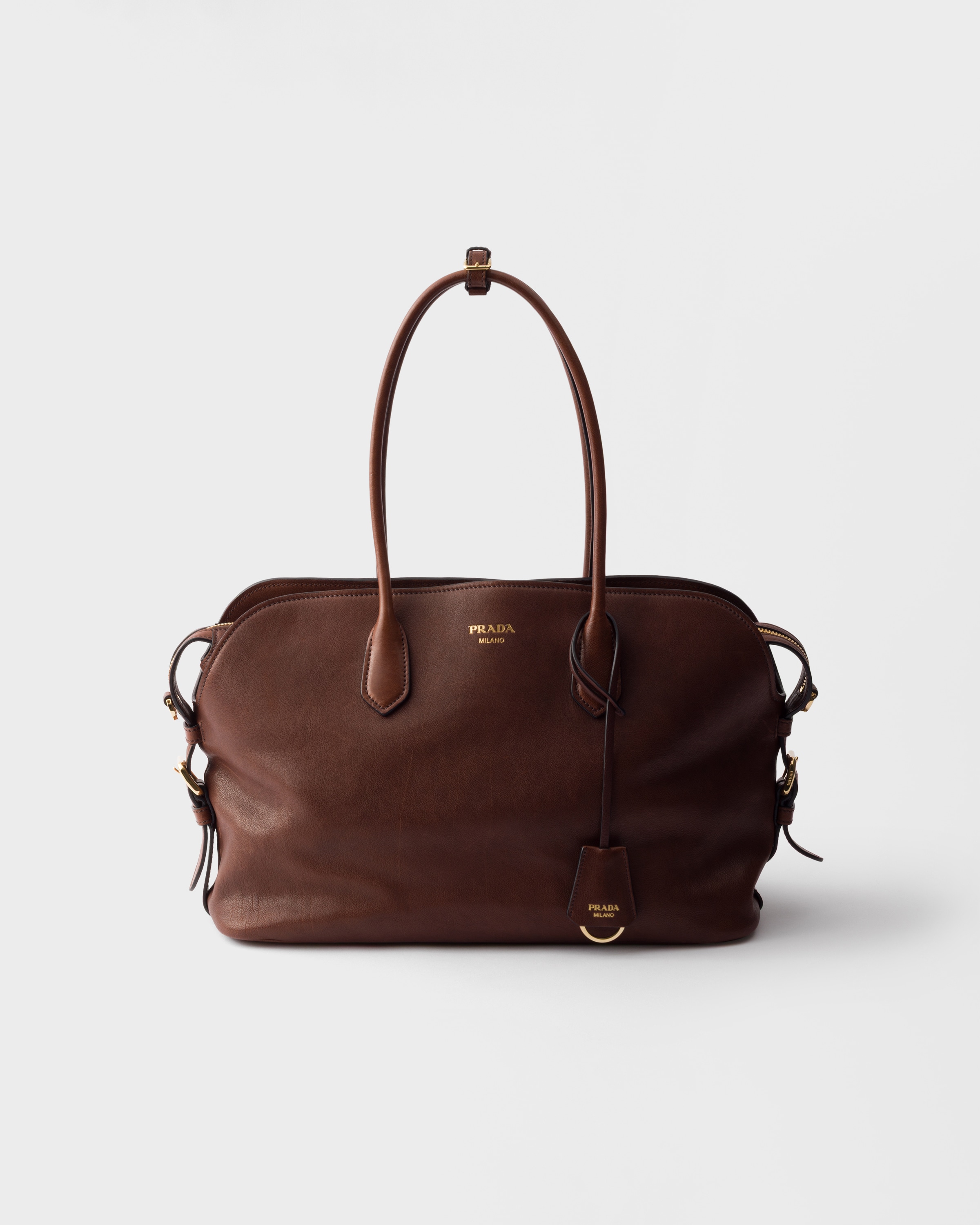 ココア プラダ シニェ ラージ レザー トートバッグ | PRADA - 日本