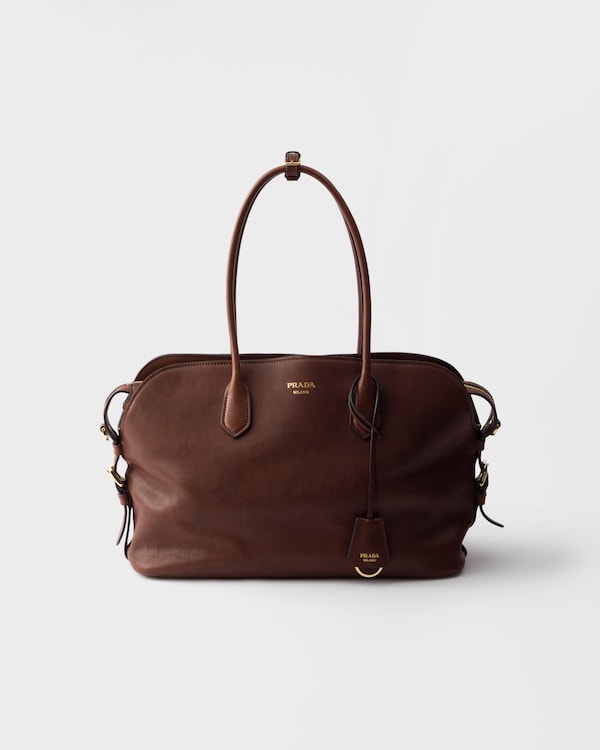 Grand cabas Prada Signet en cuir - Cacao Grand cabas Prada Signet en cuir - Cacao