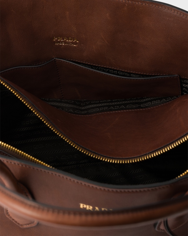 Grand cabas Prada Signet en cuir - Cacao Grand cabas Prada Signet en cuir - Cacao