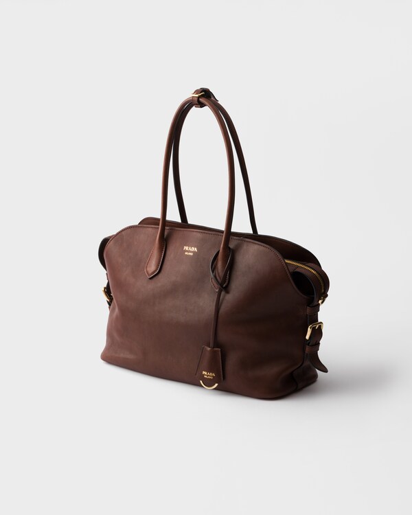 Grand cabas Prada Signet en cuir - Cacao Grand cabas Prada Signet en cuir - Cacao