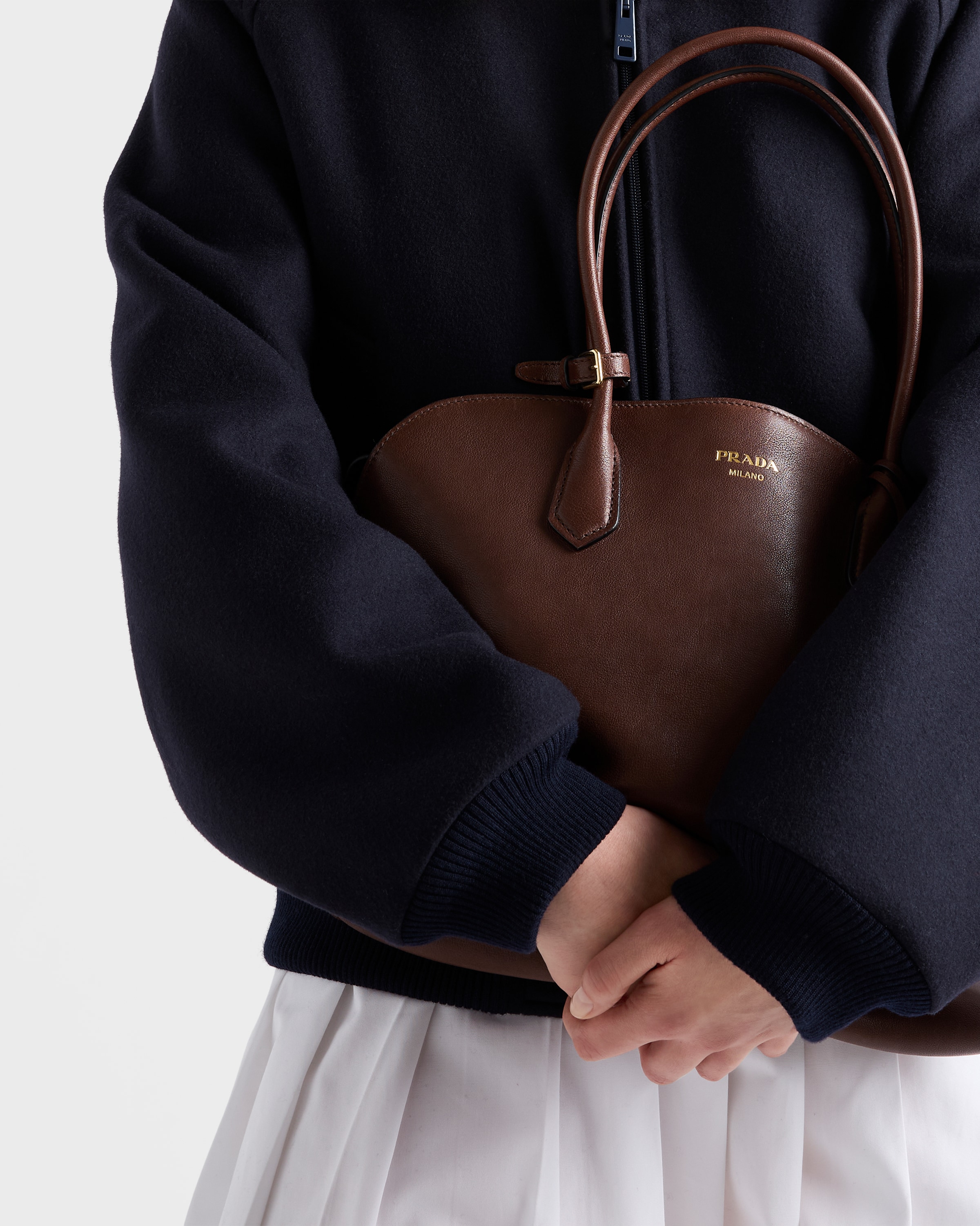 ココア ラージ レザー トートバッグ | PRADA