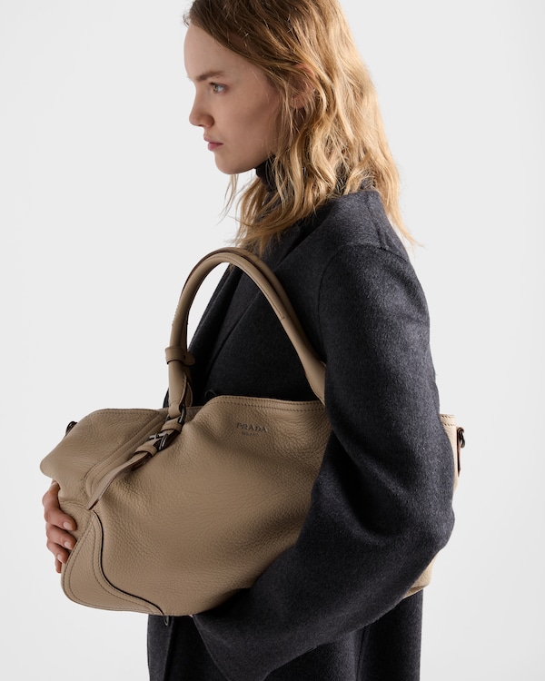 Large leather tote bag - Sand Beige Large leather tote bag - Sand Beige