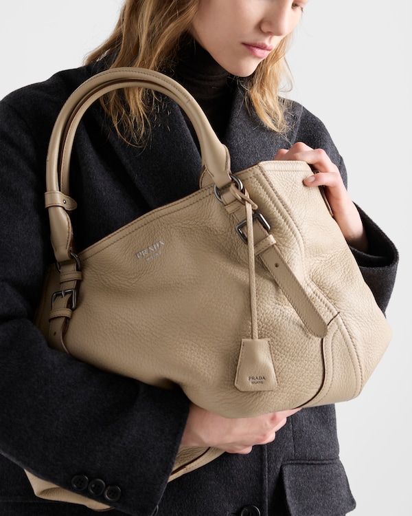 Large leather tote bag - Sand Beige Large leather tote bag - Sand Beige