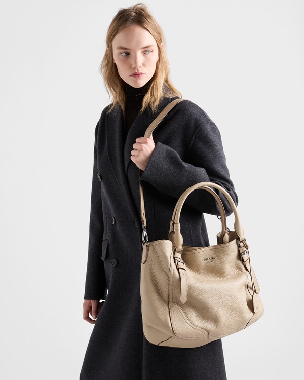 Large leather tote bag - Sand Beige Large leather tote bag - Sand Beige