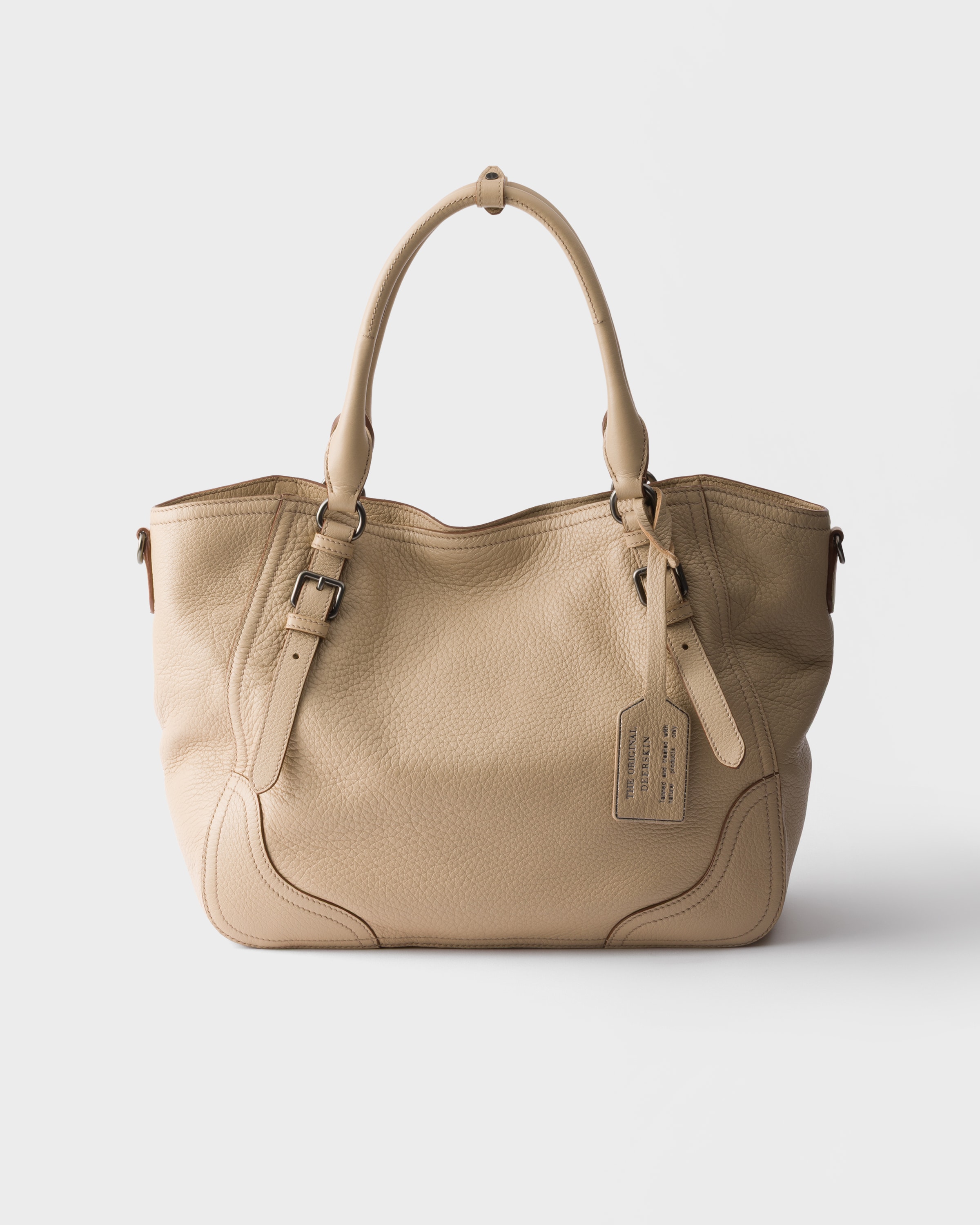 Sand Beige Large Leather Tote Bag | PRADA
