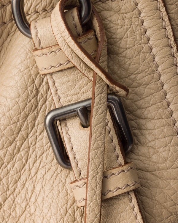 Large leather tote bag - Sand Beige Large leather tote bag - Sand Beige