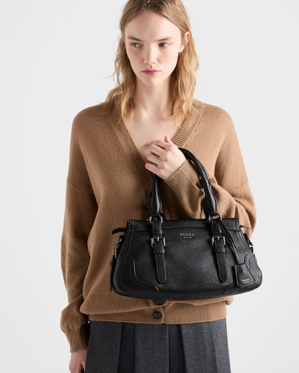 라지 가죽 토트백 - 블랙 라지 가죽 토트백 - 블랙