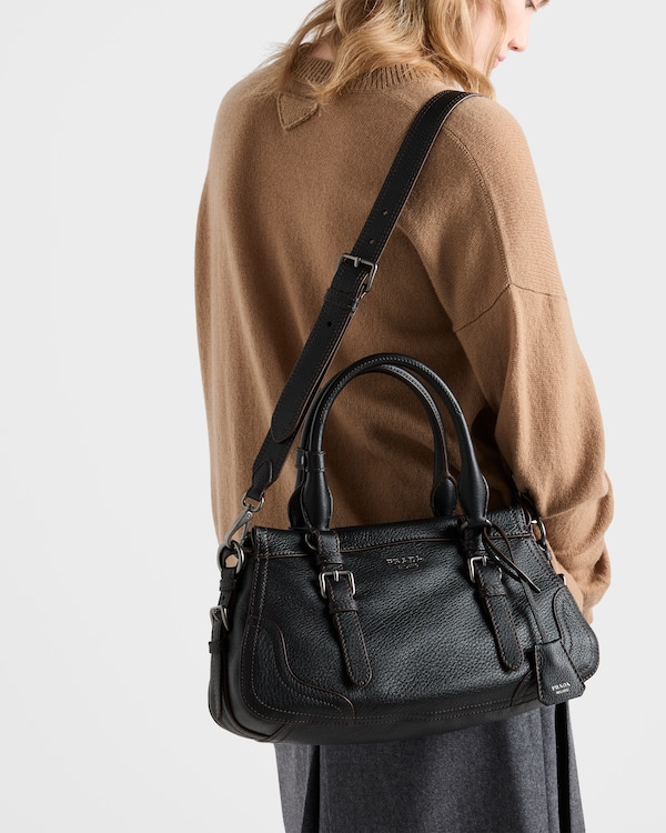 라지 가죽 토트백 - 블랙 라지 가죽 토트백 - 블랙