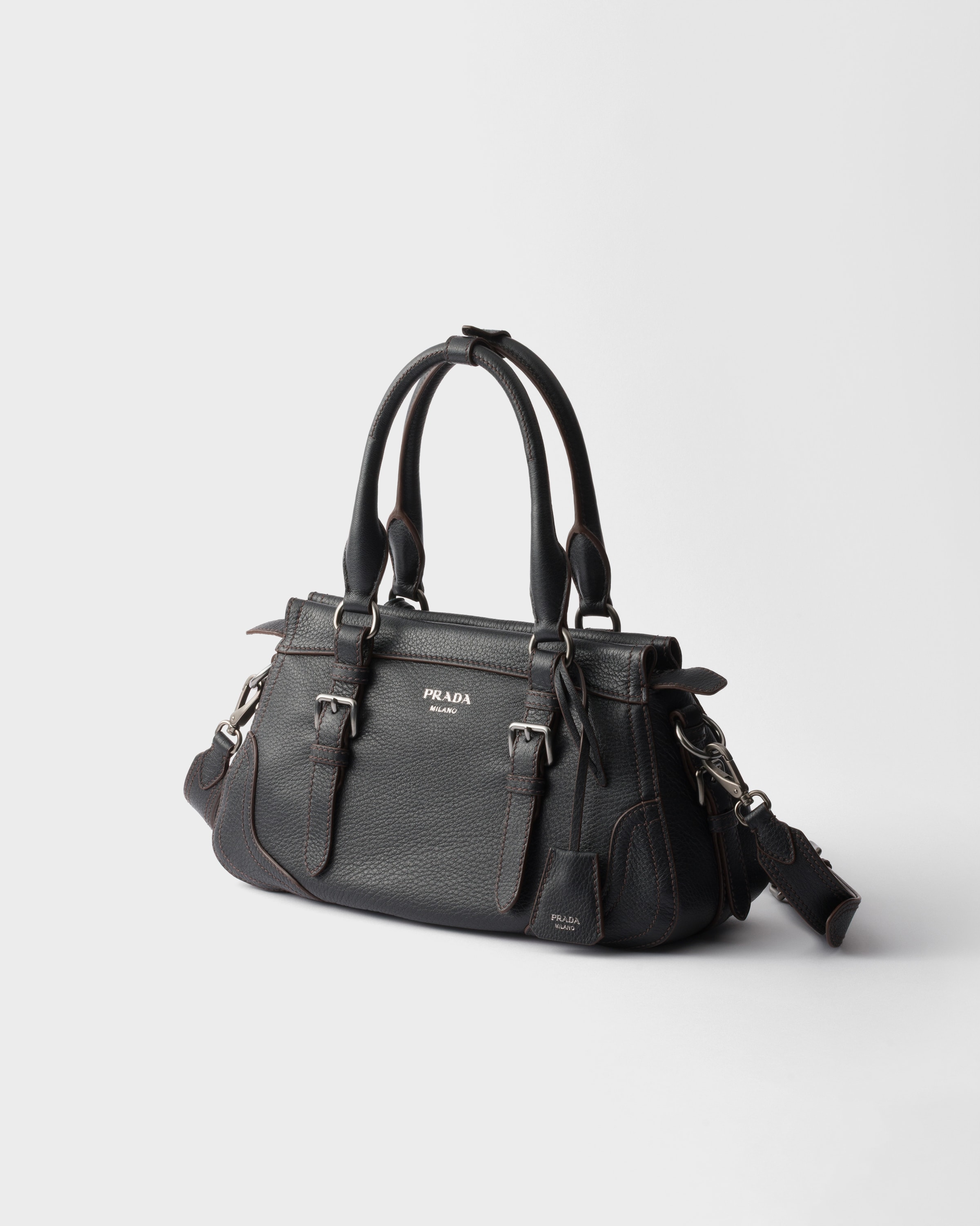 Black Large Leather Tote Bag | PRADA
