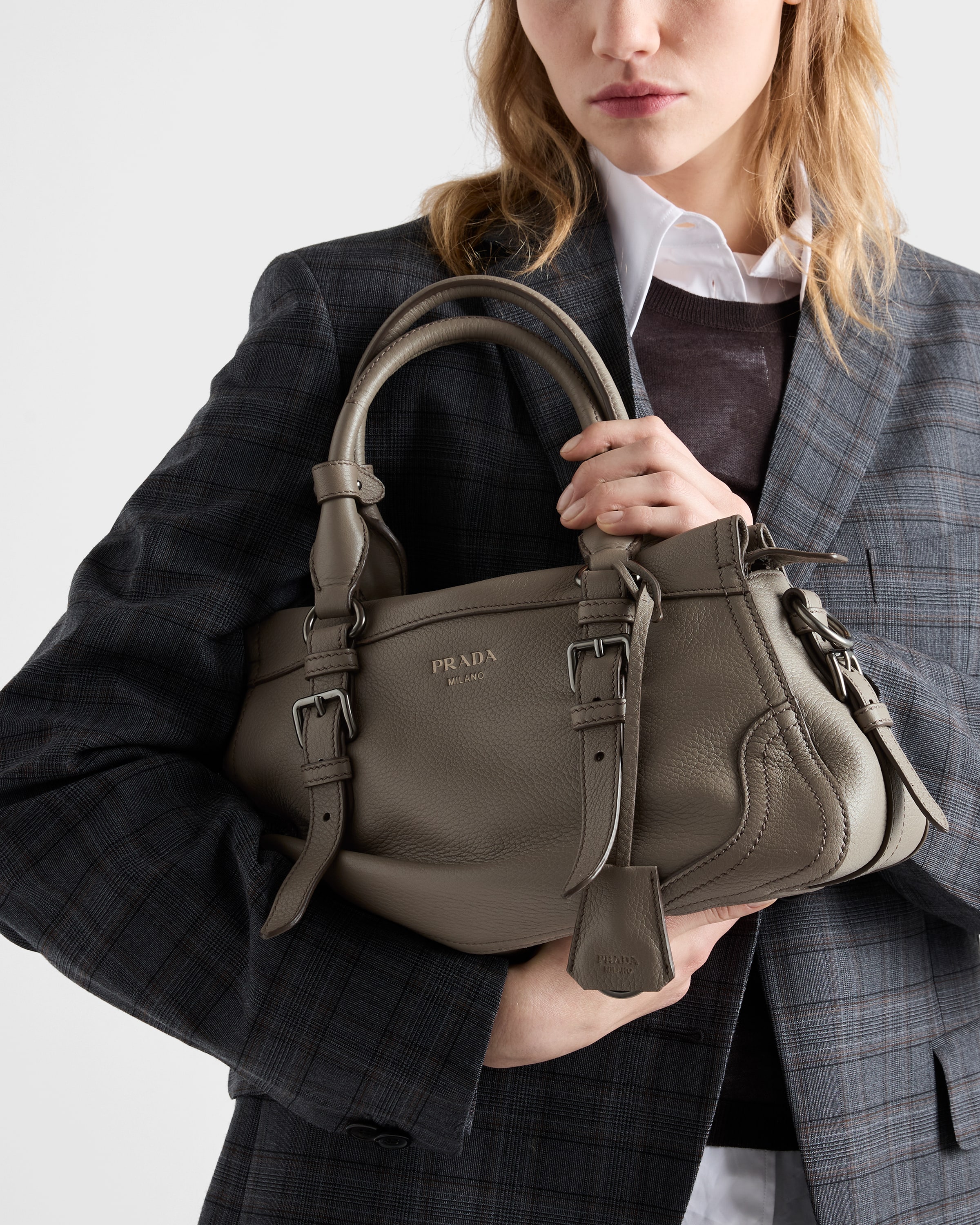 クレイグレー ラージ レザー トートバッグ | PRADA