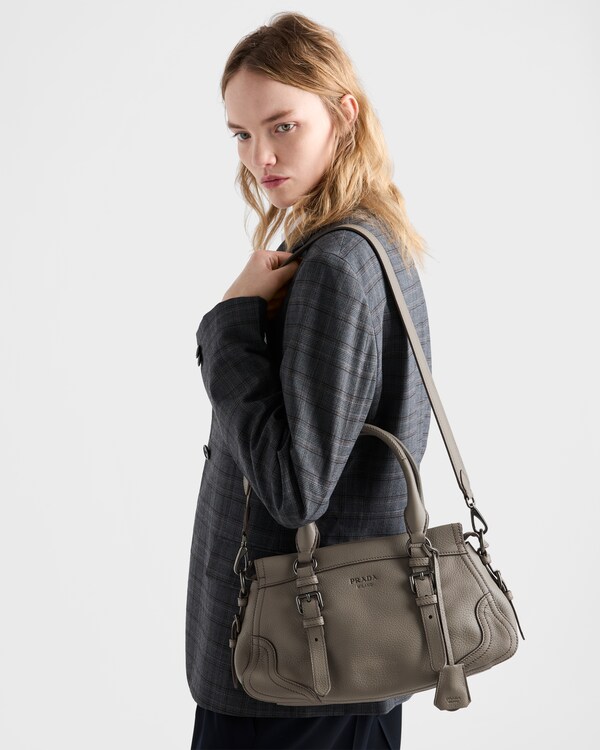 라지 가죽 토트백 - 클레이 그레이 라지 가죽 토트백 - 클레이 그레이