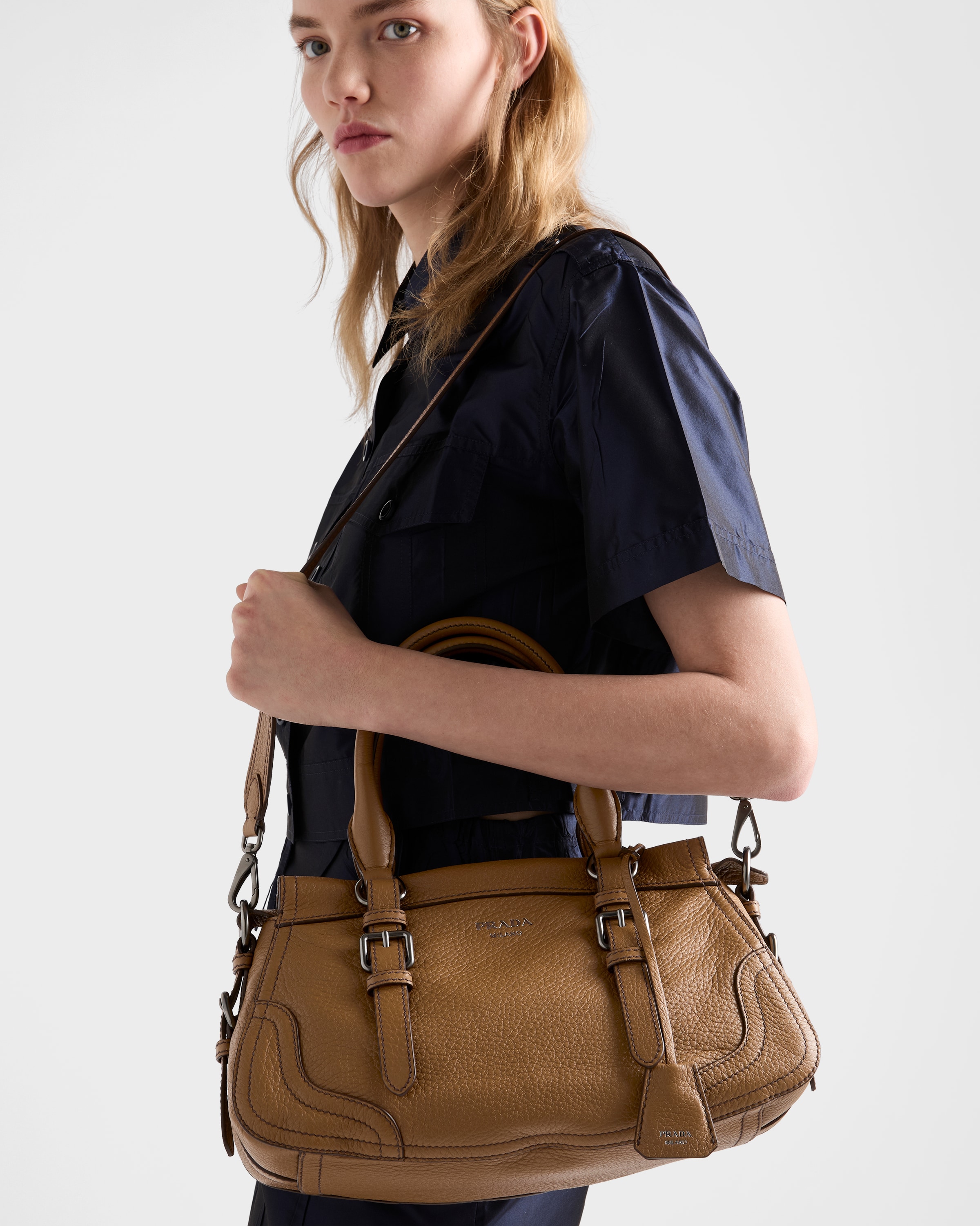 キャラメル ラージ レザー トートバッグ | PRADA