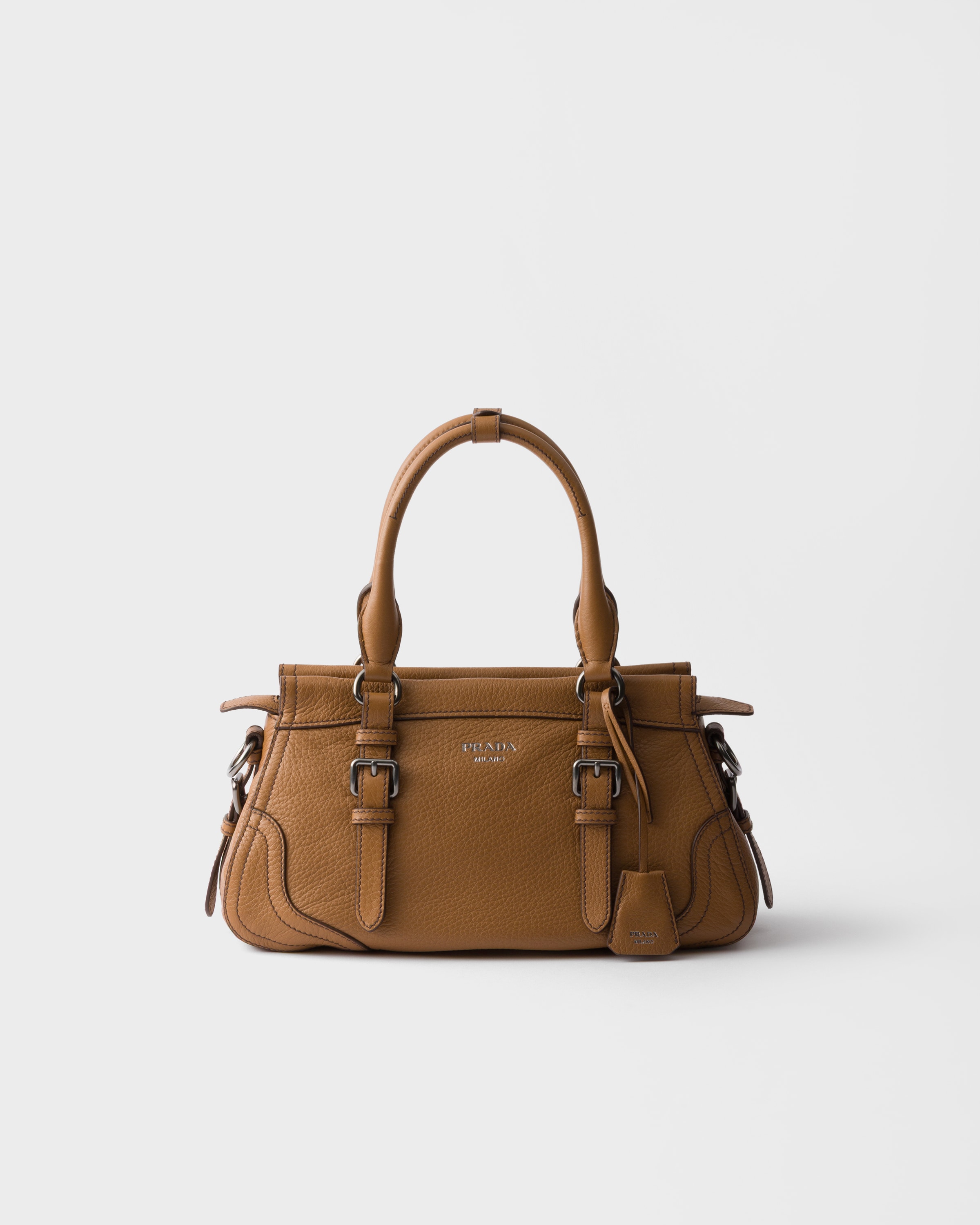 Prada Large Leather Tote Bag In Brown
