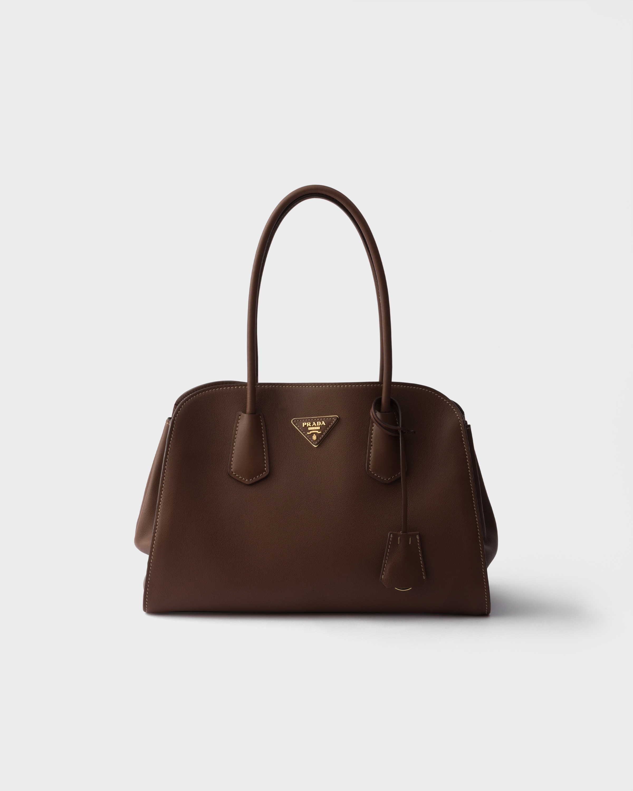 Prada Medium Leather Tote Bag, Woman, Palisander