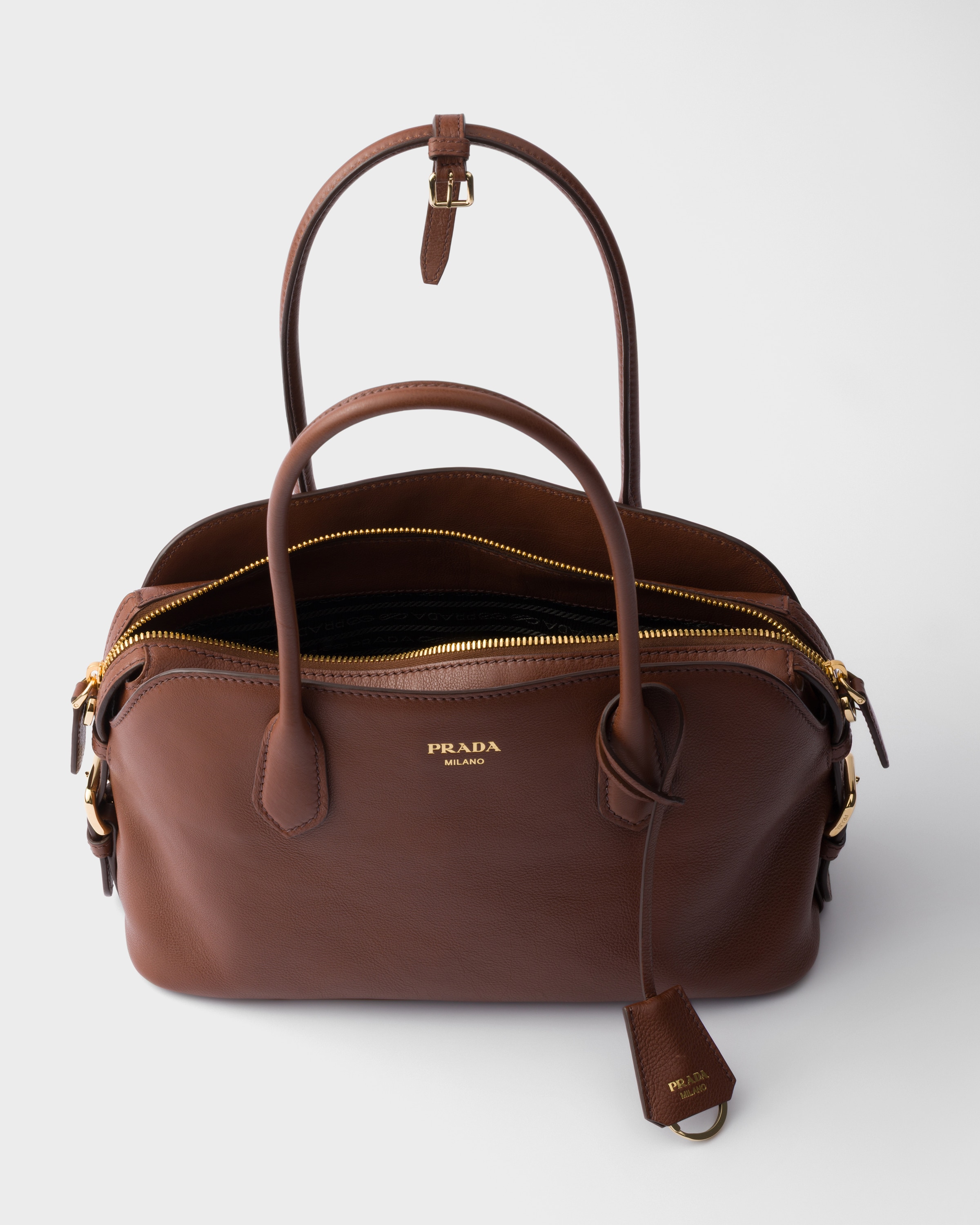チェストナットブラウン ミディアム レザー トートバッグ | PRADA - 日本