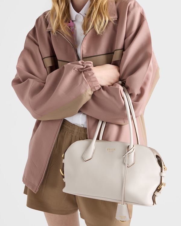 Medium leather tote bag - Chalk White Medium leather tote bag - Chalk White