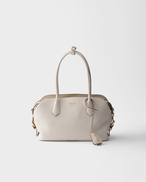 Medium leather tote bag - Chalk White Medium leather tote bag - Chalk White