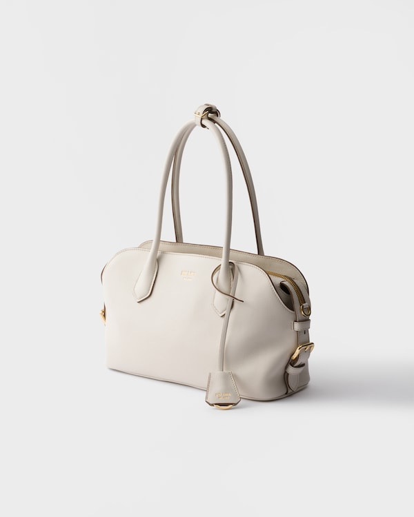 Medium leather tote bag - Chalk White Medium leather tote bag - Chalk White