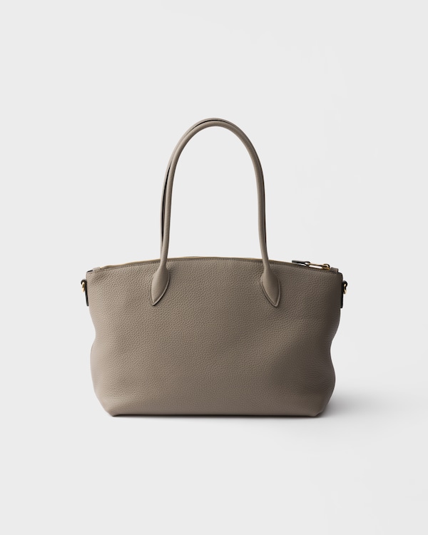 Große Tote Bag aus Leder - Lehmgrau Große Tote Bag aus Leder - Lehmgrau