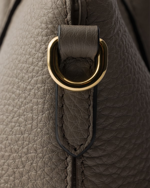 Große Tote Bag aus Leder - Lehmgrau Große Tote Bag aus Leder - Lehmgrau