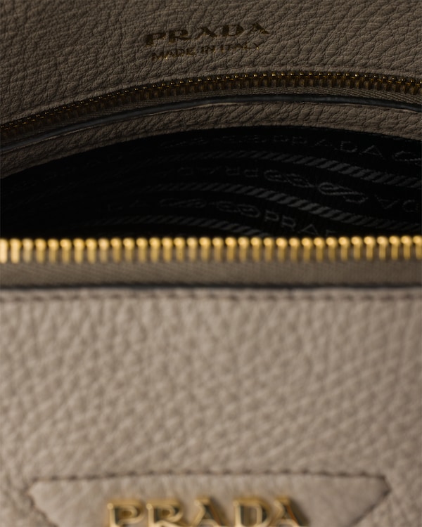 Große Tote Bag aus Leder - Lehmgrau Große Tote Bag aus Leder - Lehmgrau