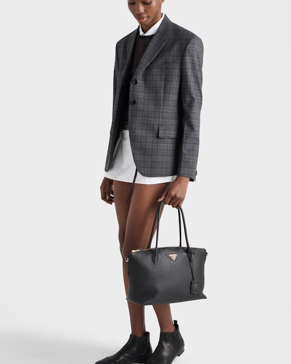 Large leather tote bag - Black Large leather tote bag - Black