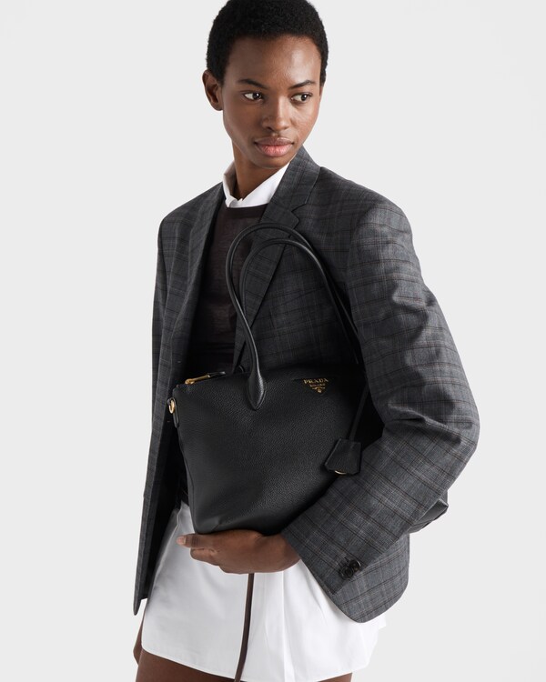 Large leather tote bag - Black Large leather tote bag - Black