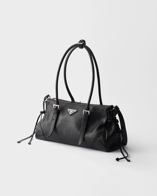 Medium antiqued leather tote bag - Black Medium antiqued leather tote bag - Black