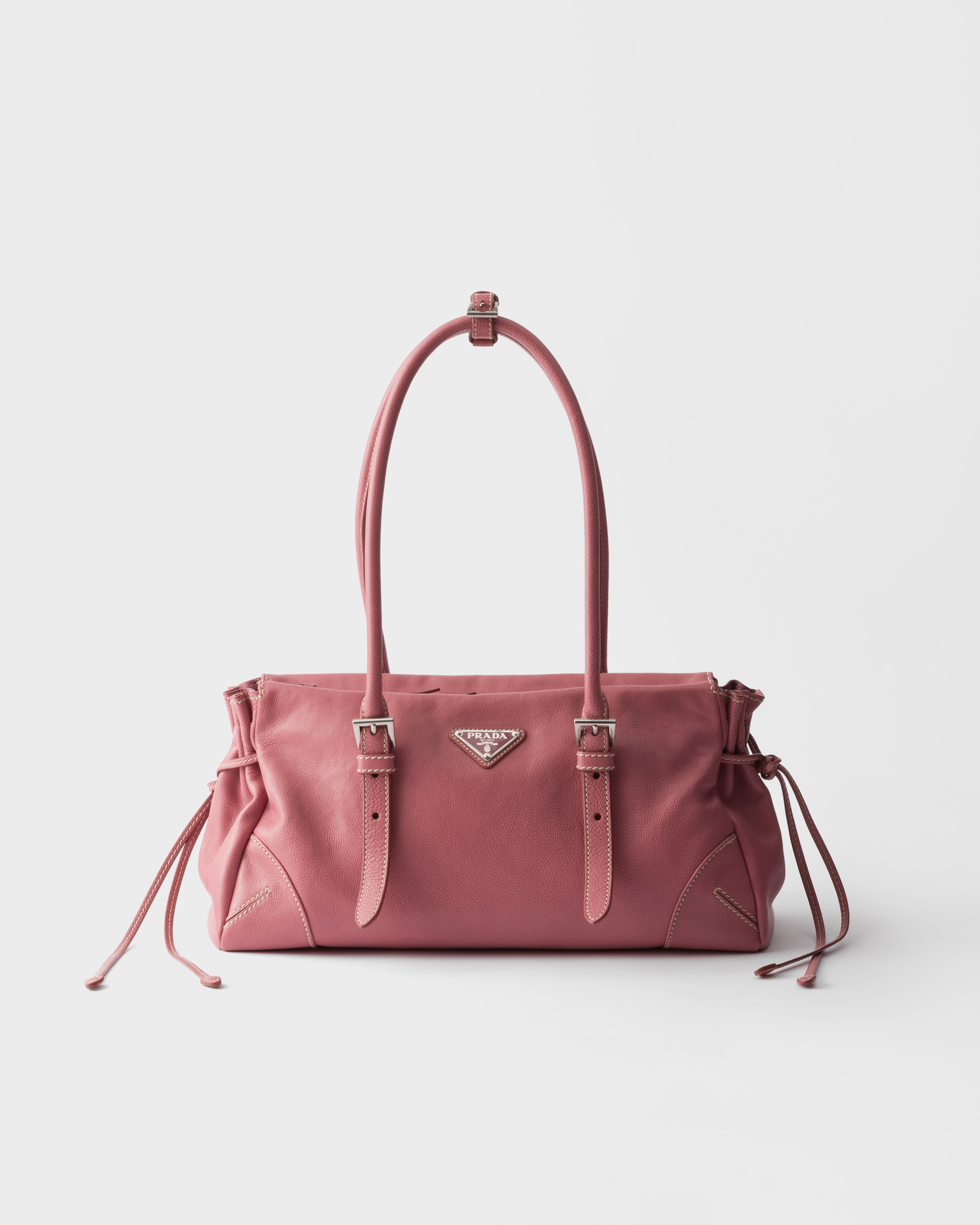 Mittelgroße Prada Karin Tote Bag Aus Gealtertem Leder, Damen, Lotusrosa