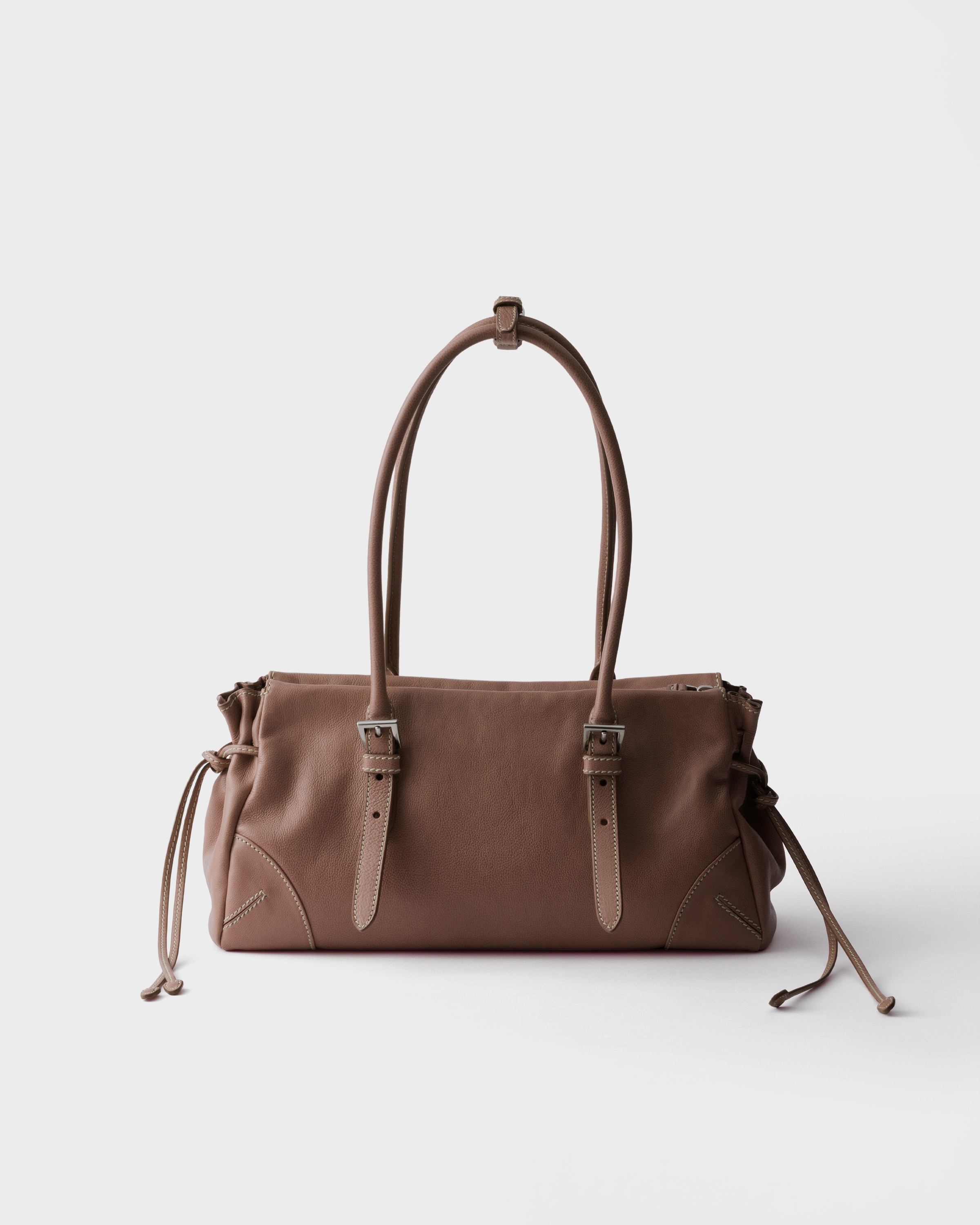 Chestnut Brown Prada Bonnie medium antiqued leather tote bag