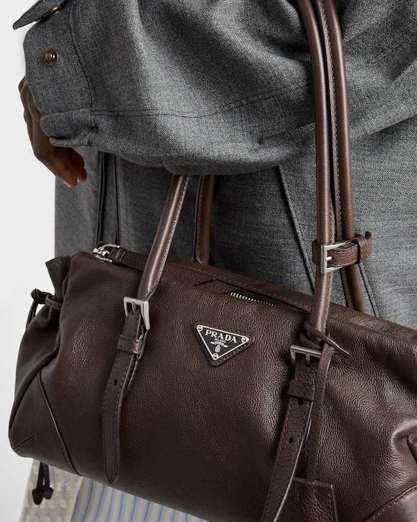 Prada Bonnie medium antiqued leather tote bag - Cocoa Prada Bonnie medium antiqued leather tote bag - Cocoa