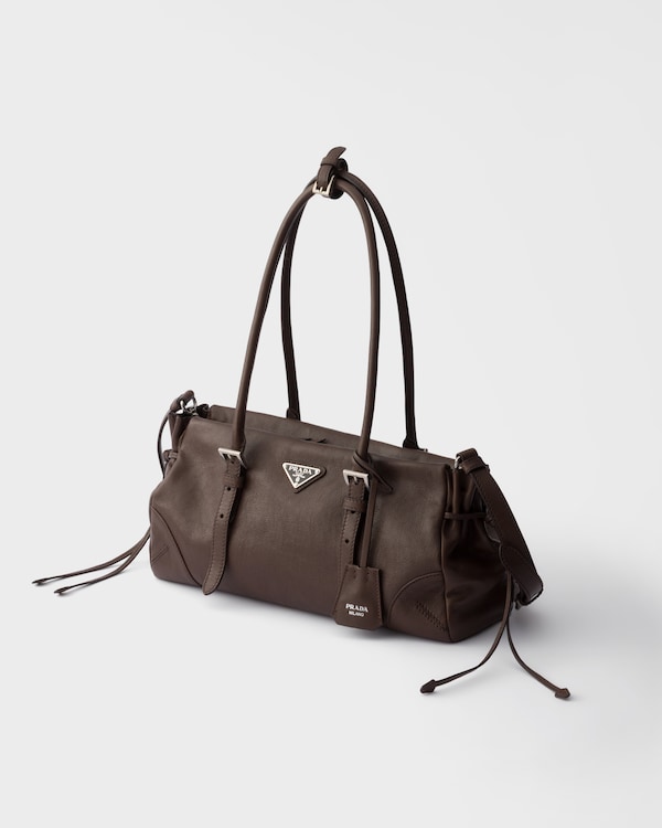 Prada Bonnie medium antiqued leather tote bag - Cocoa Prada Bonnie medium antiqued leather tote bag - Cocoa
