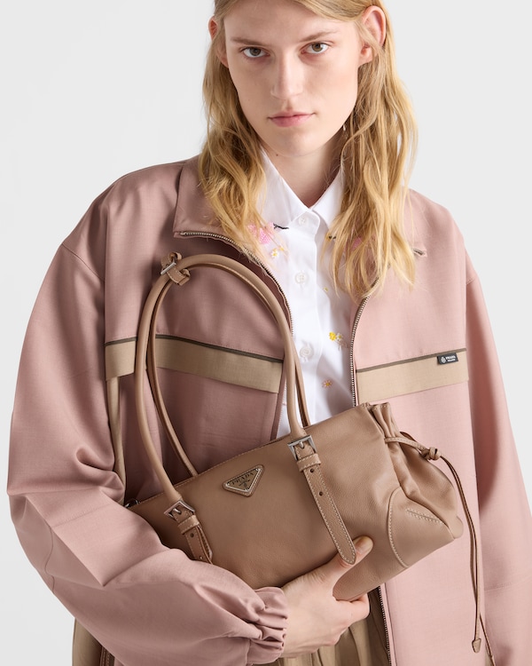 Prada Bonnie medium antiqued leather tote bag - Cameo Prada Bonnie medium antiqued leather tote bag - Cameo