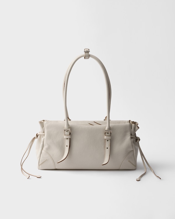 Prada Bonnie medium antiqued leather tote bag - Chalk White Prada Bonnie medium antiqued leather tote bag - Chalk White